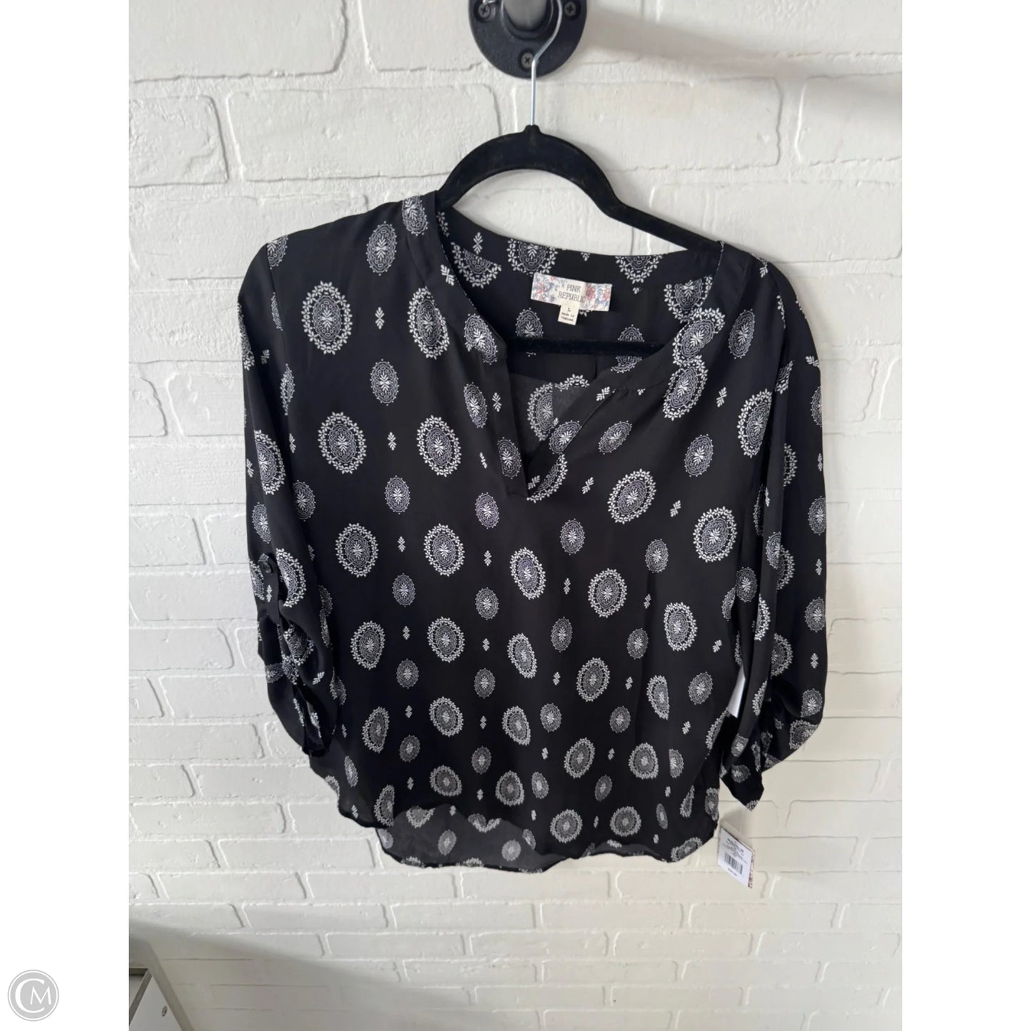 Top 3/4 Sleeve By Pink Republic In Black & White, Size: L