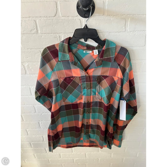 Top Long Sleeve By L.l. Bean In Green & Orange, Size: M