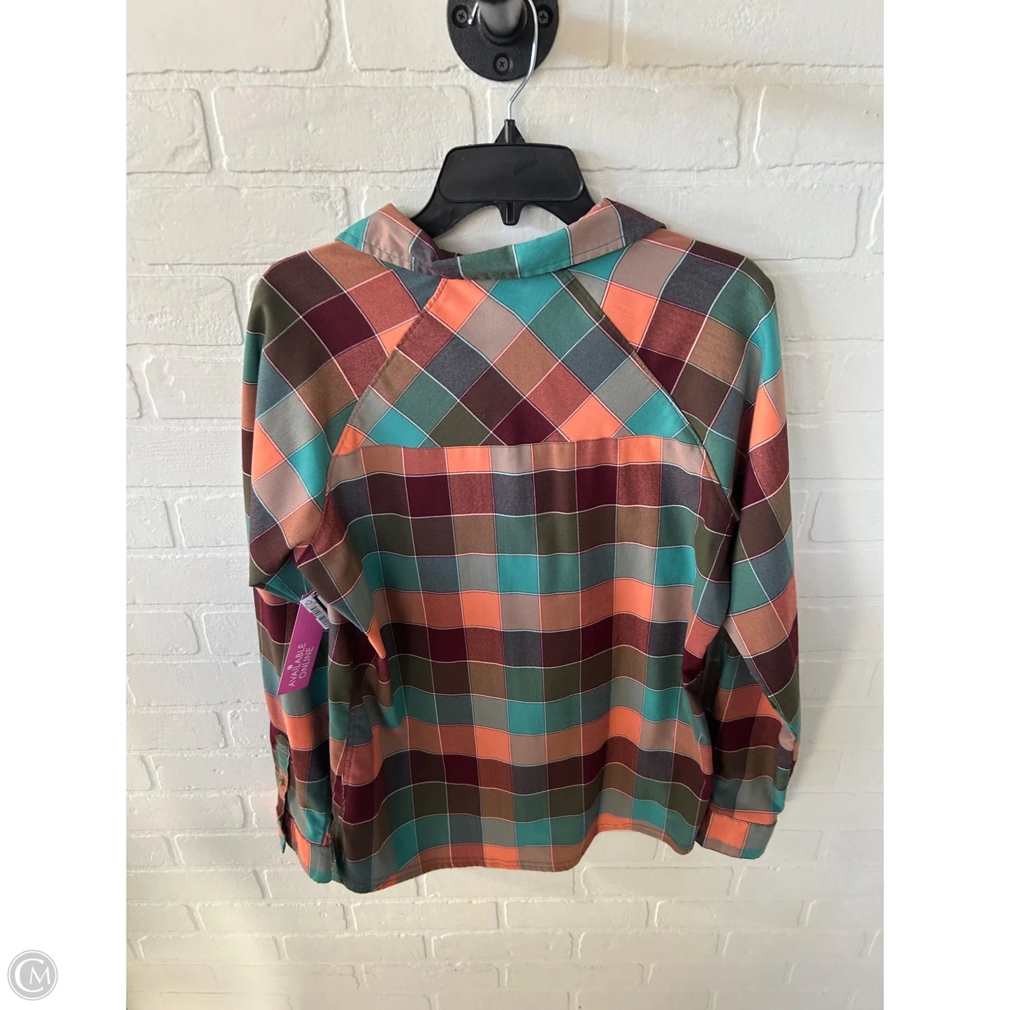 Top Long Sleeve By L.l. Bean In Green & Orange, Size: M