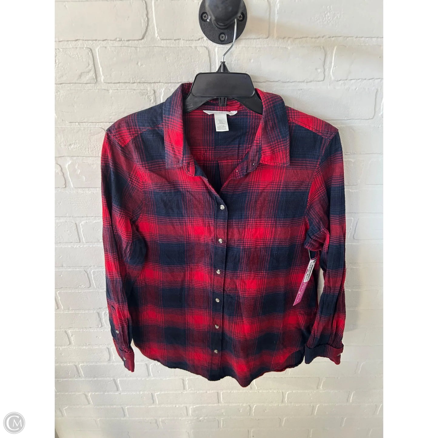 Top Long Sleeve By H&m In Blue & Red, Size: M