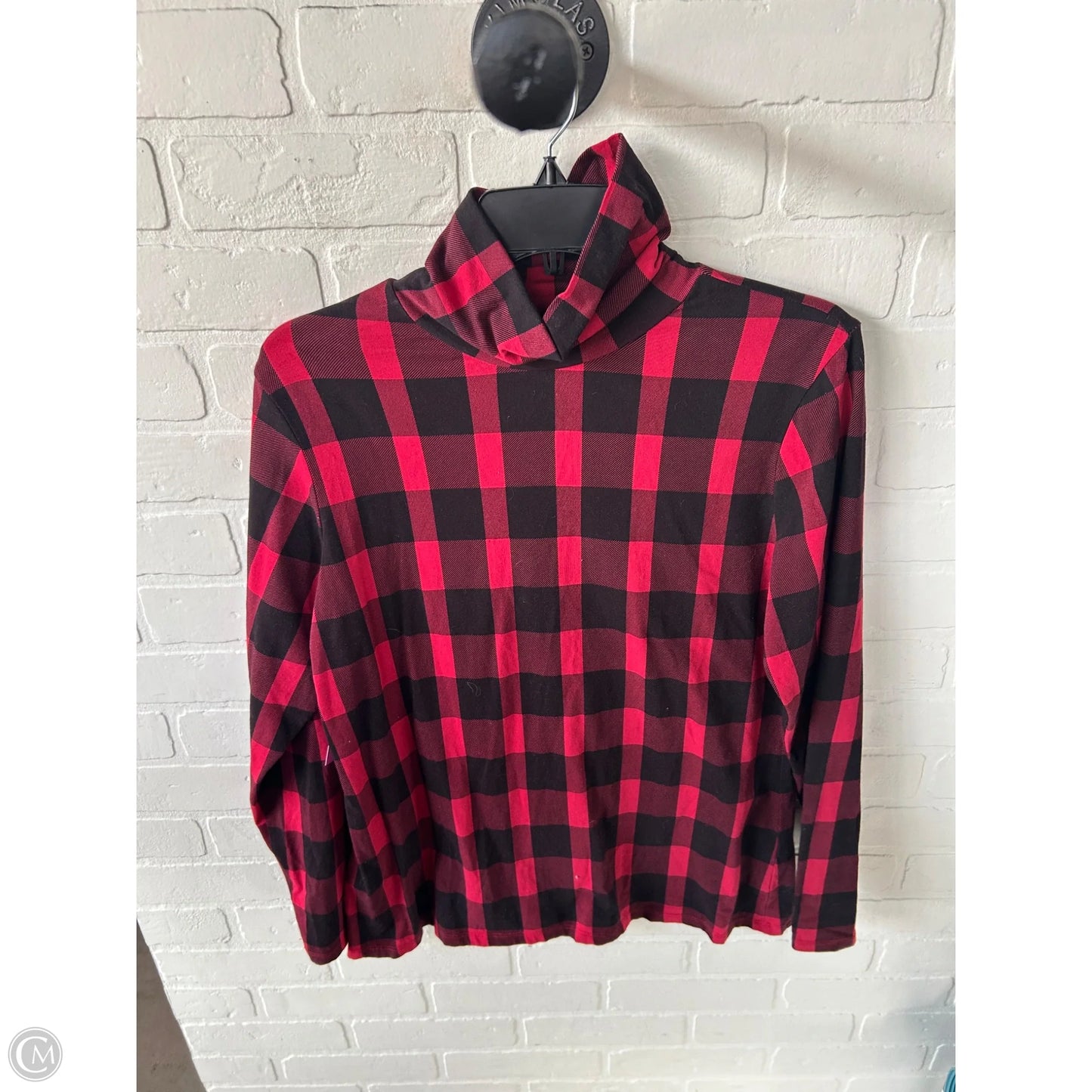 Top Long Sleeve By Christopher And Banks In Black & Red, Size: L