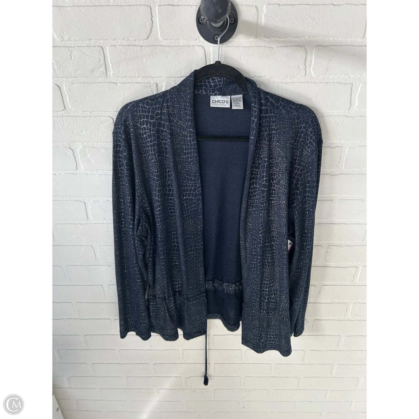 Cardigan By Chicos In Blue & Silver, Size: Xl