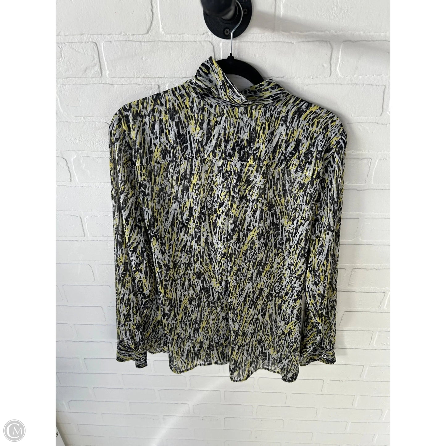 Top Long Sleeve By Liz Claiborne In Black & Yellow, Size: Xl