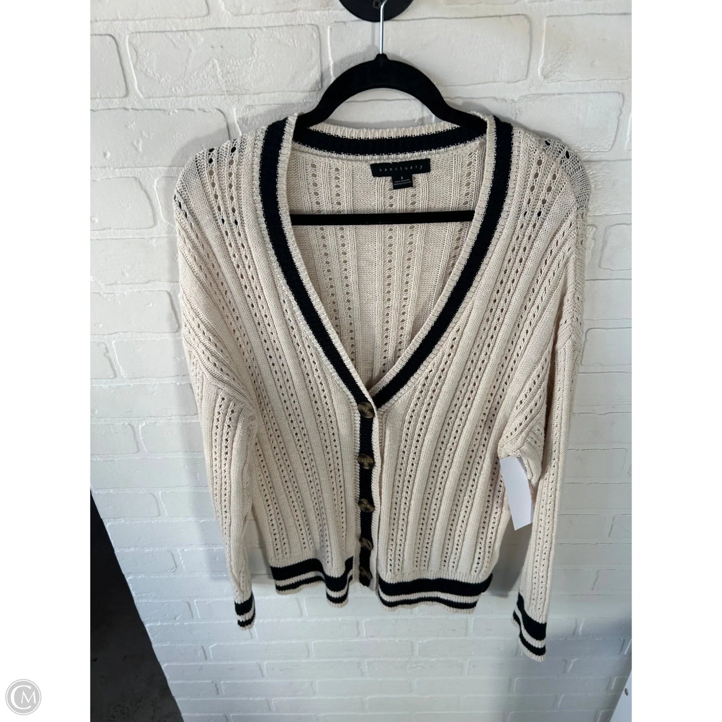 Sweater Cardigan By Sanctuary In Black & Cream, Size: S