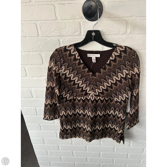 Top 3/4 Sleeve By Jm Collections In Brown, Size: Mp