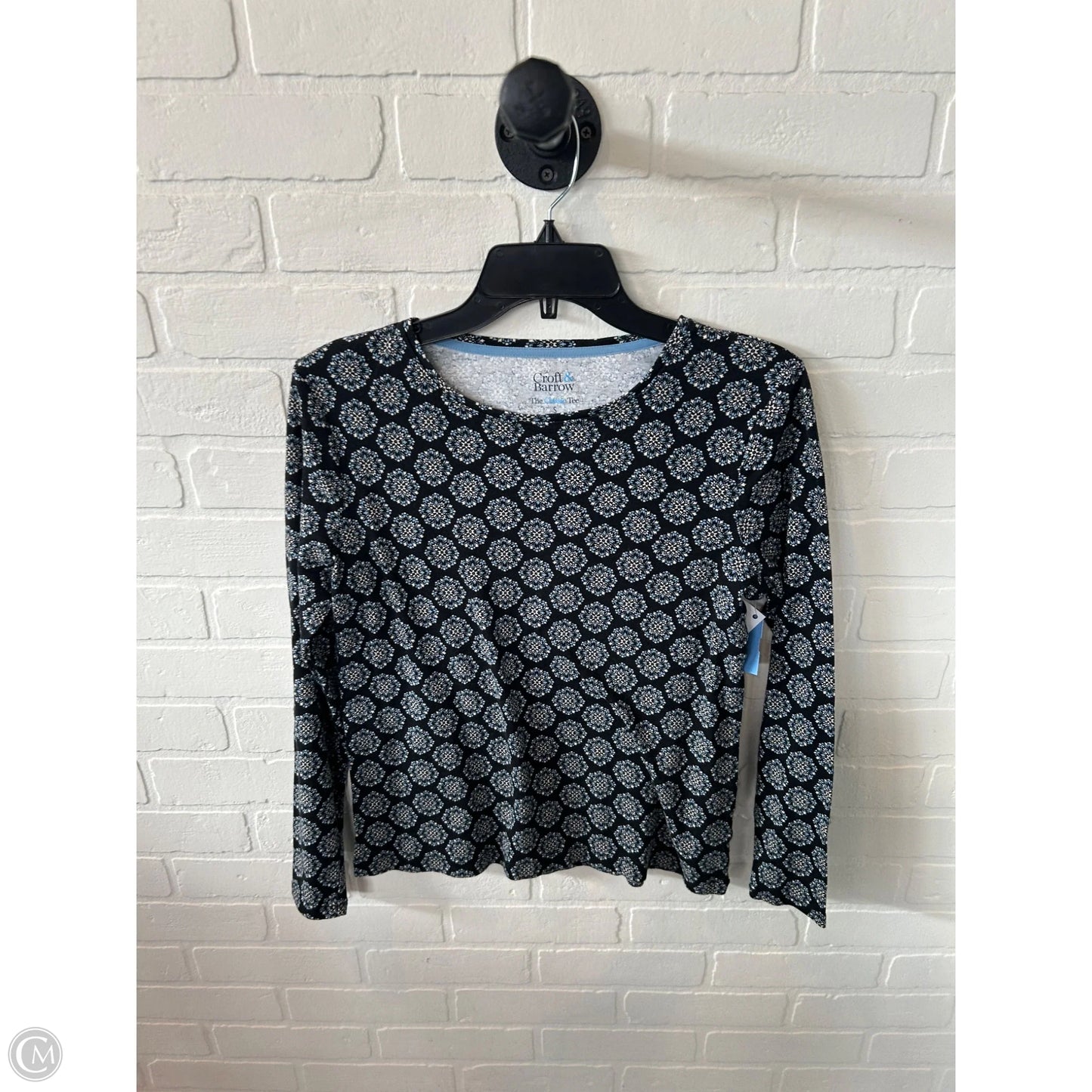 Top Long Sleeve Basic By Croft And Barrow In Black & Blue, Size: S