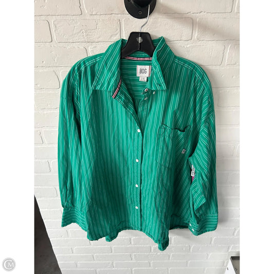 Top Long Sleeve By Bdg In Green & White, Size: L