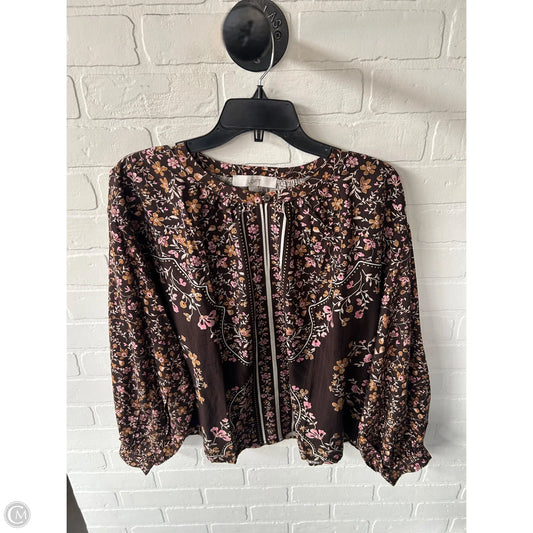 Top Long Sleeve By Loft In Brown & Pink, Size: L