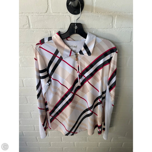 Athletic Top Long Sleeve Collar By Clothes Mentor In Black & Tan, Size: L