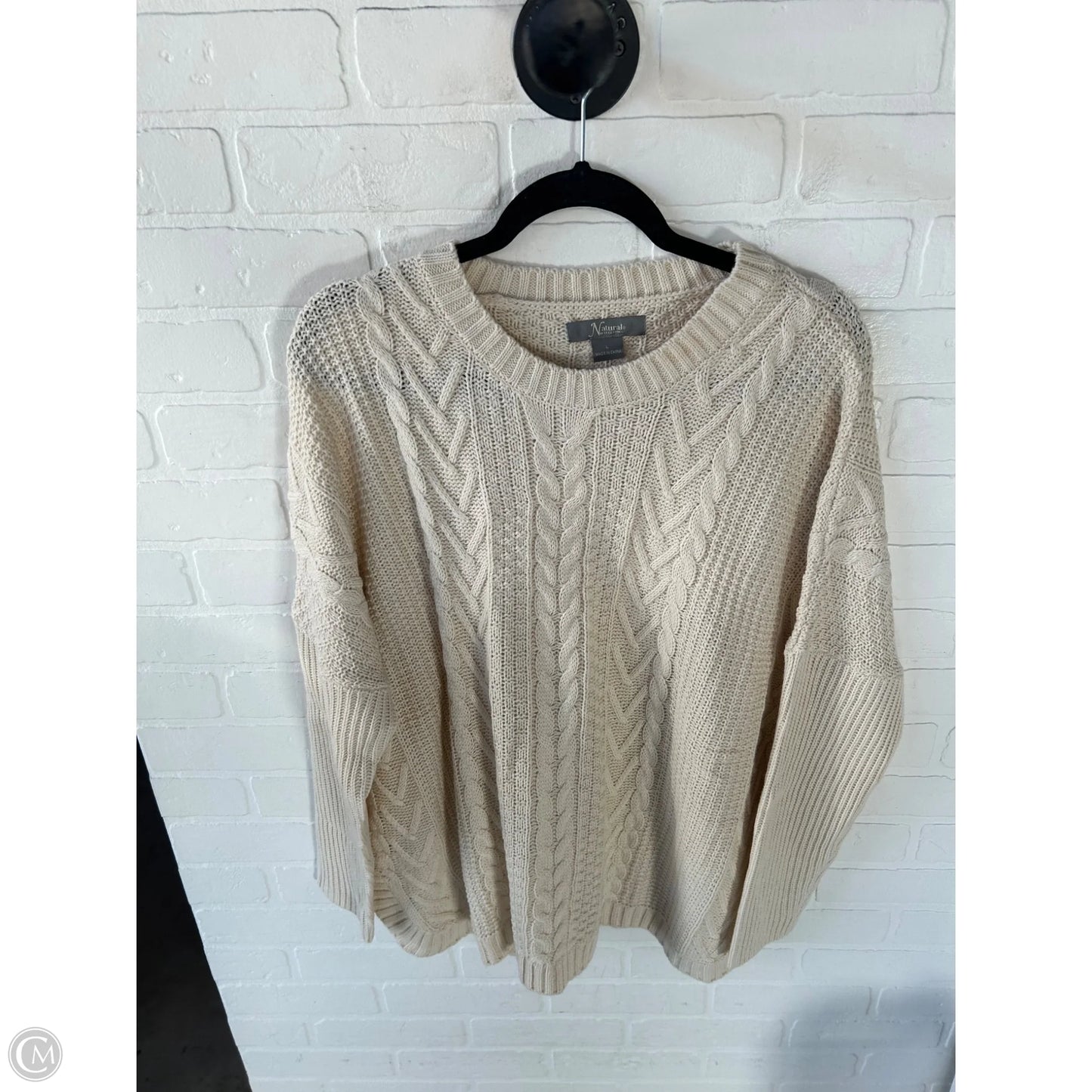 Sweater By Natural Reflections In Cream, Size: L