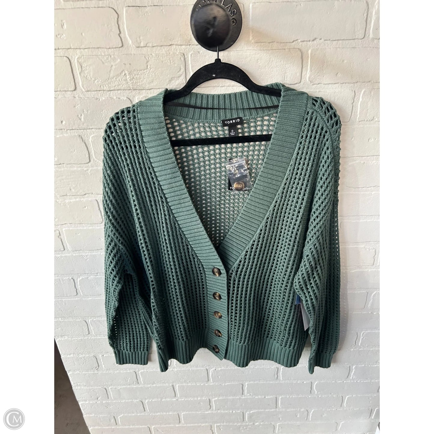 Sweater Cardigan By Torrid In Green, Size: L