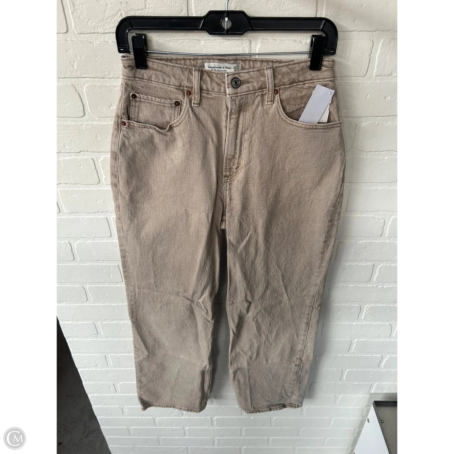 Jeans Straight By Abercrombie And Fitch In Tan Denim, Size: 4