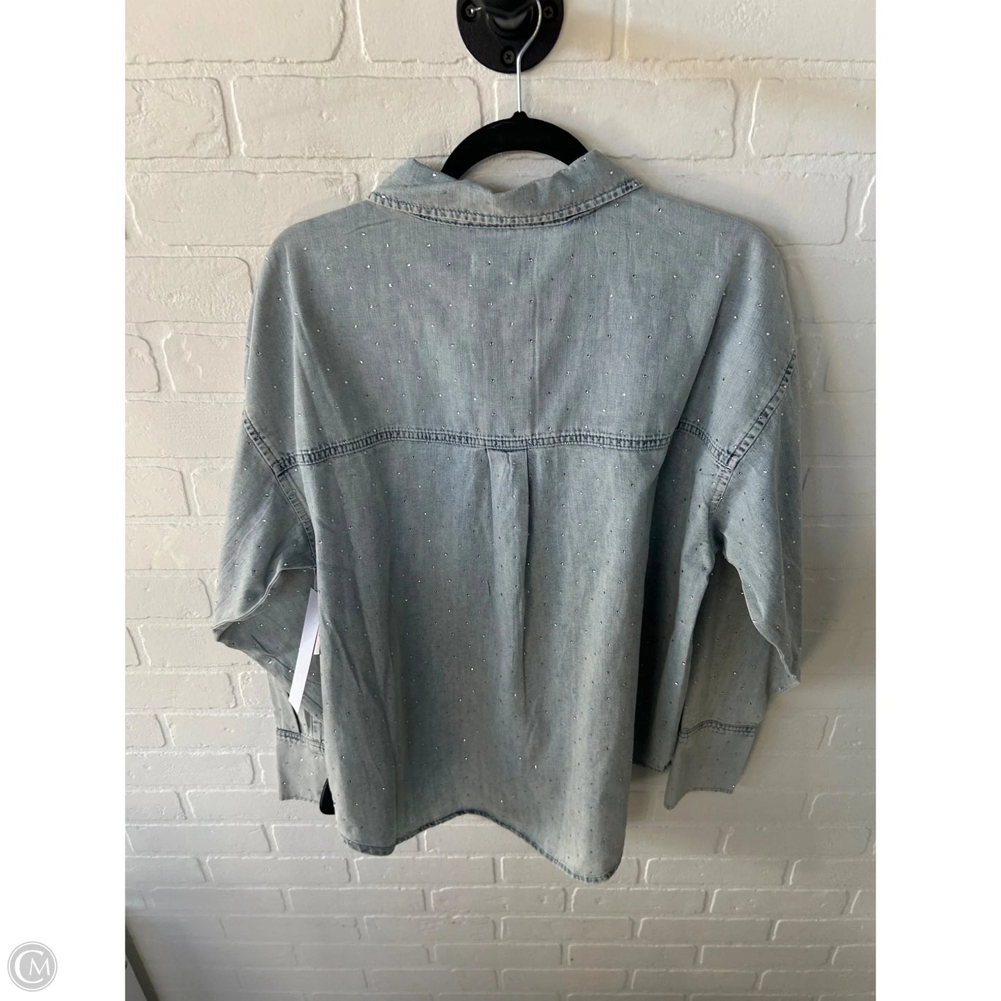 Top Long Sleeve By Good American In Blue Denim, Size: M