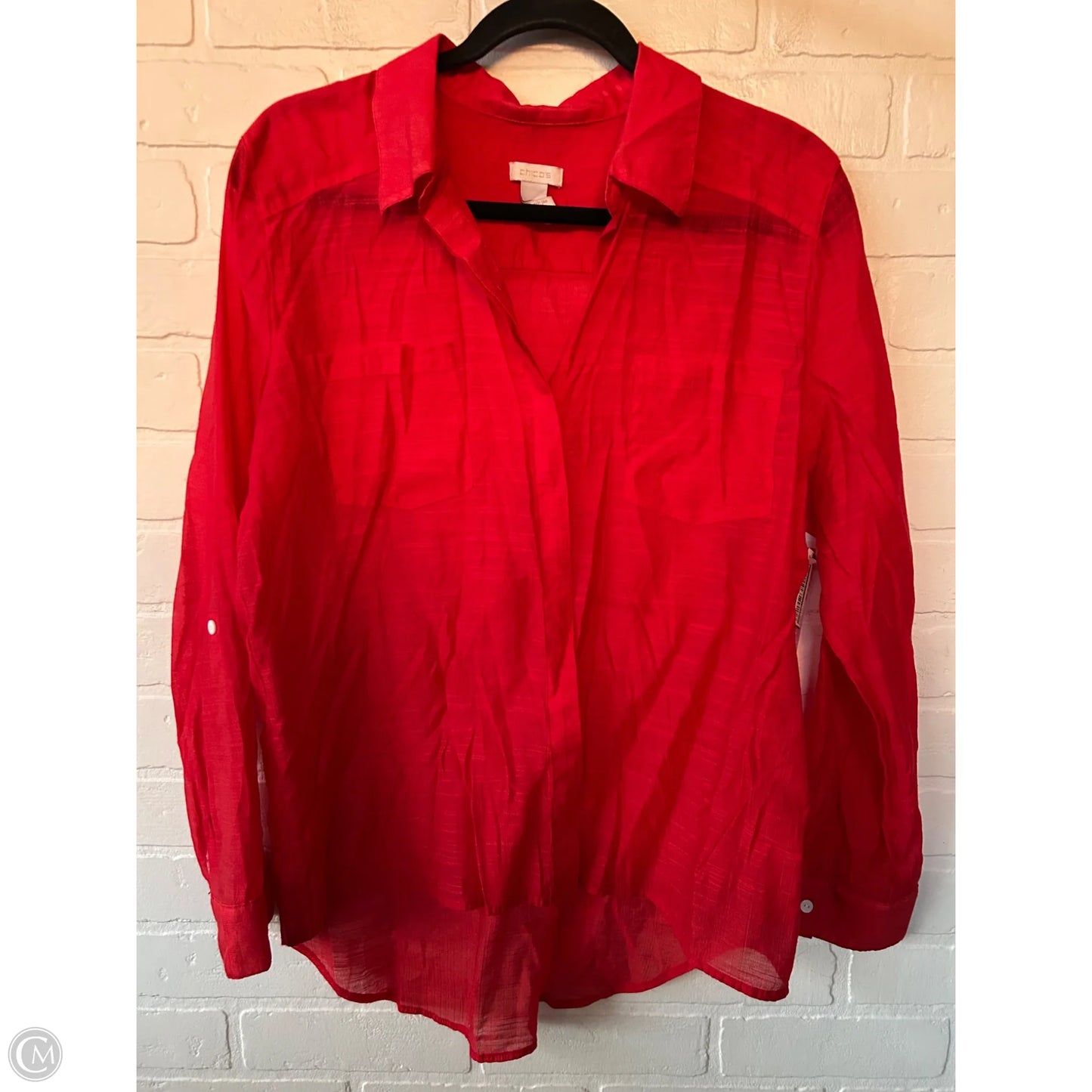 Top Long Sleeve By Chicos In Red, Size: L