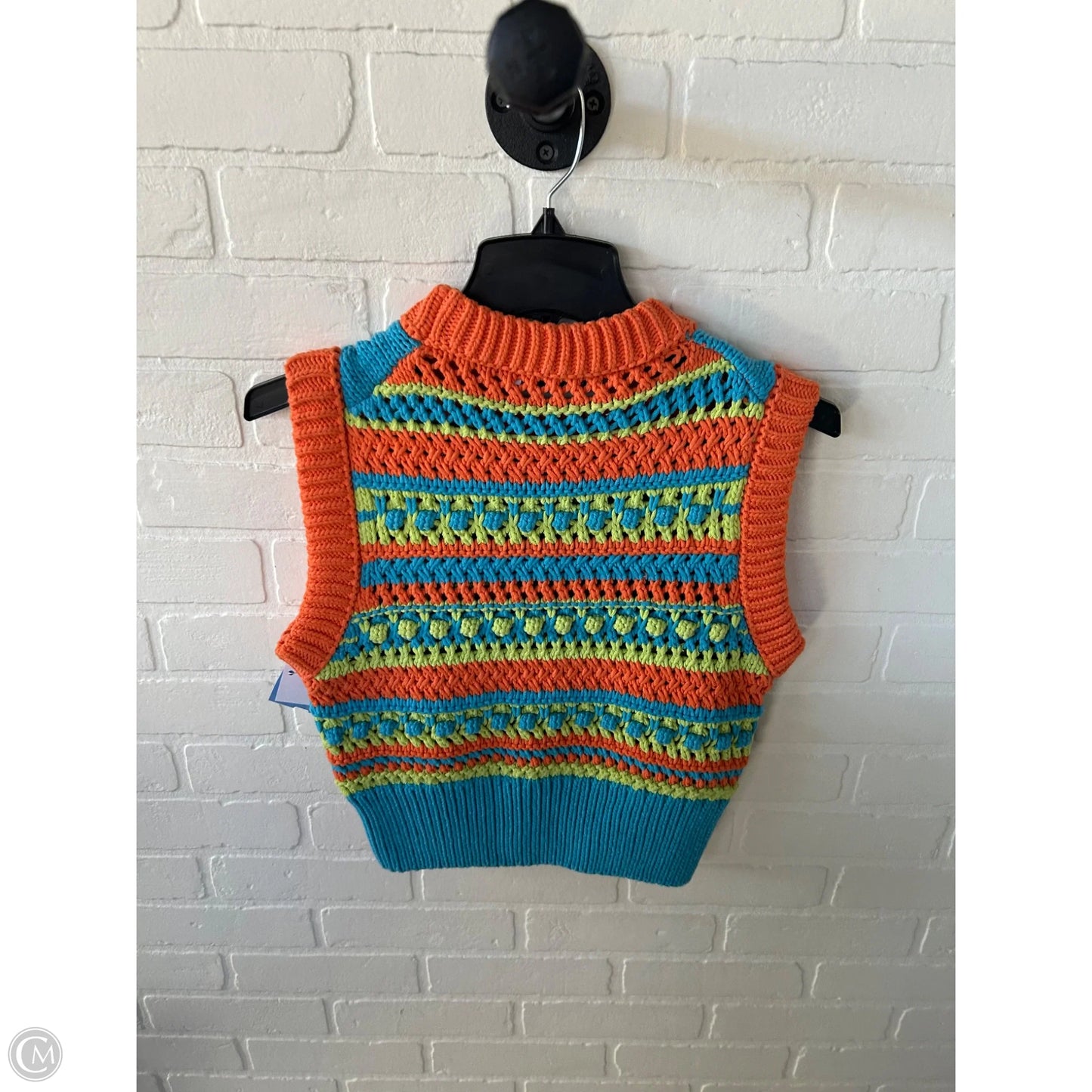 Vest Sweater By Zara In Blue & Orange, Size: M