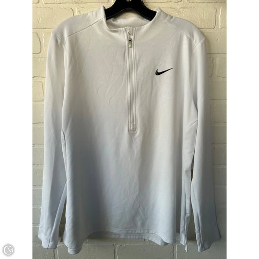 Athletic Top Long Sleeve Collar By Nike In White, Size: L