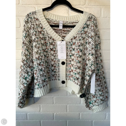 Sweater Cardigan By Exlura In Green & White, Size: S