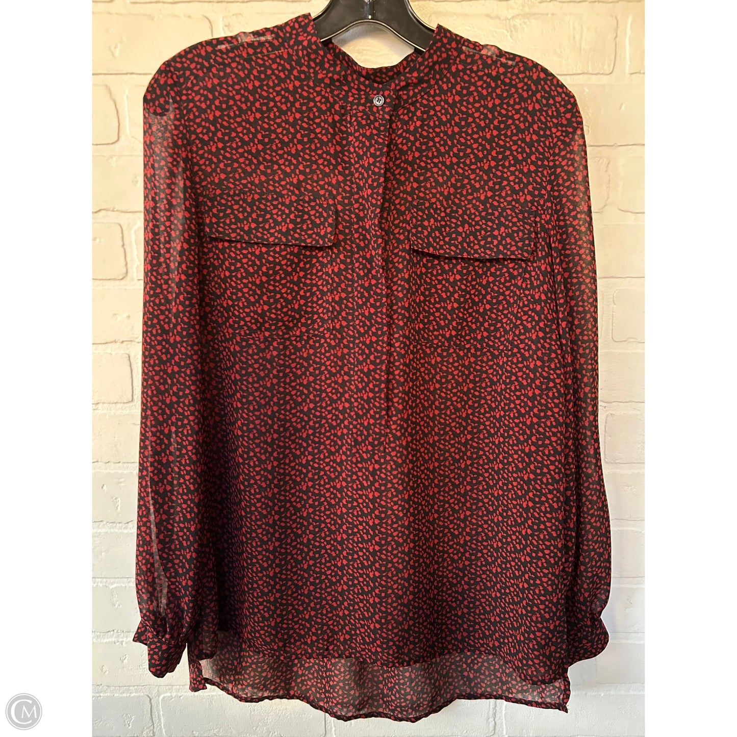Top Long Sleeve By Talbots In Black & Red, Size: S