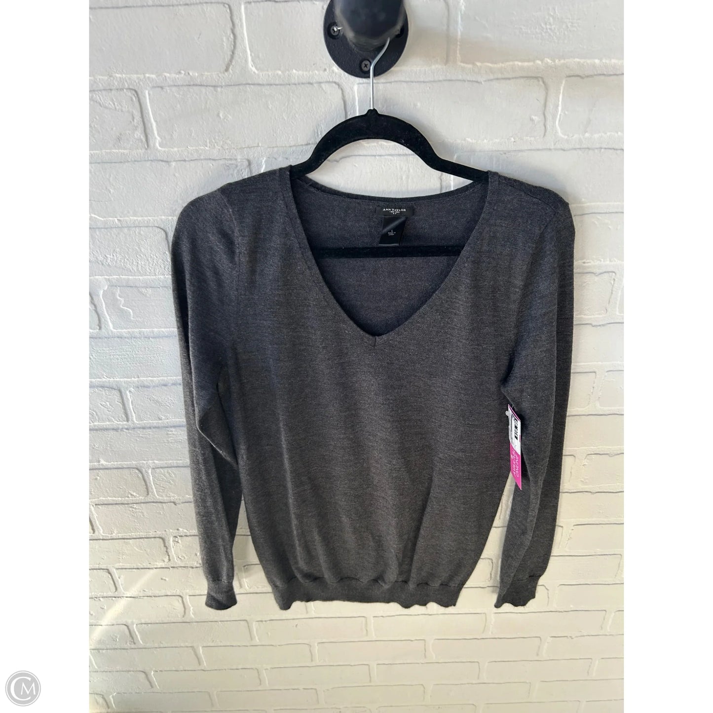 Sweater By Ann Taylor In Grey, Size: L