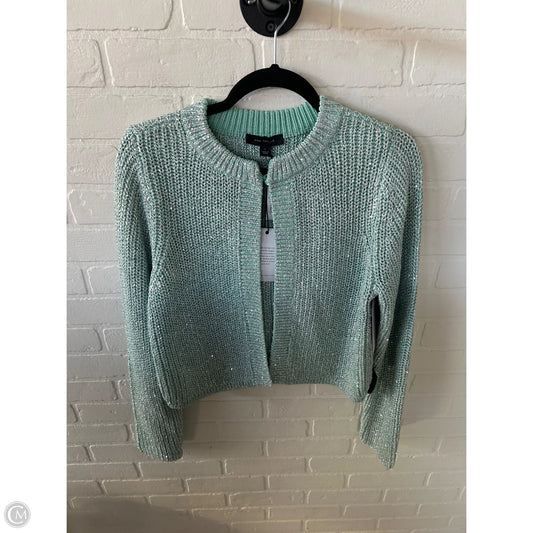 Sweater Cardigan By Ann Taylor In Blue & Silver, Size: L