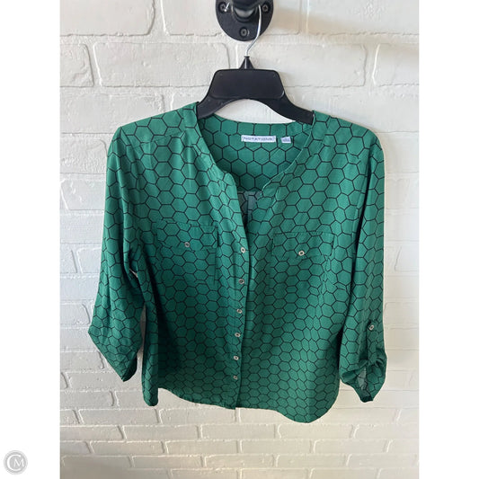Top Long Sleeve By Notations In Black & Green, Size: L