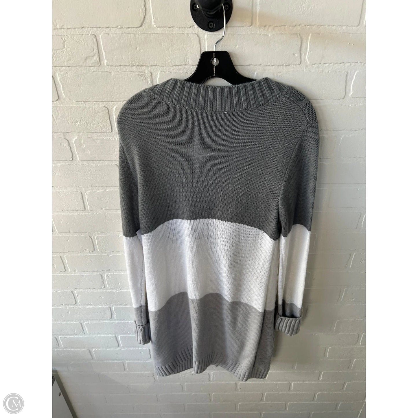 Sweater Cardigan By Cme In Grey & White, Size: L