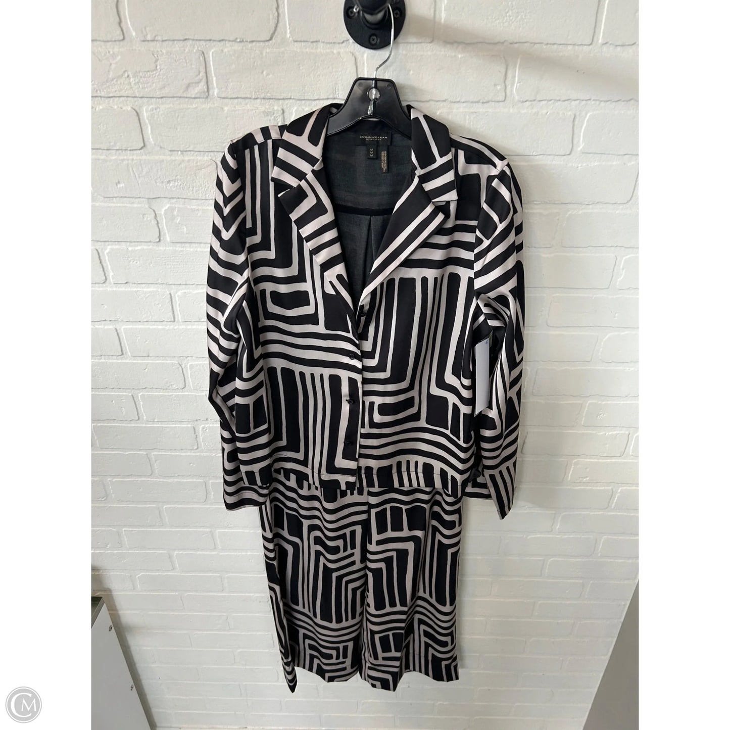 Pants Set 2pc By Donna Karan In Black & Tan, Size: M