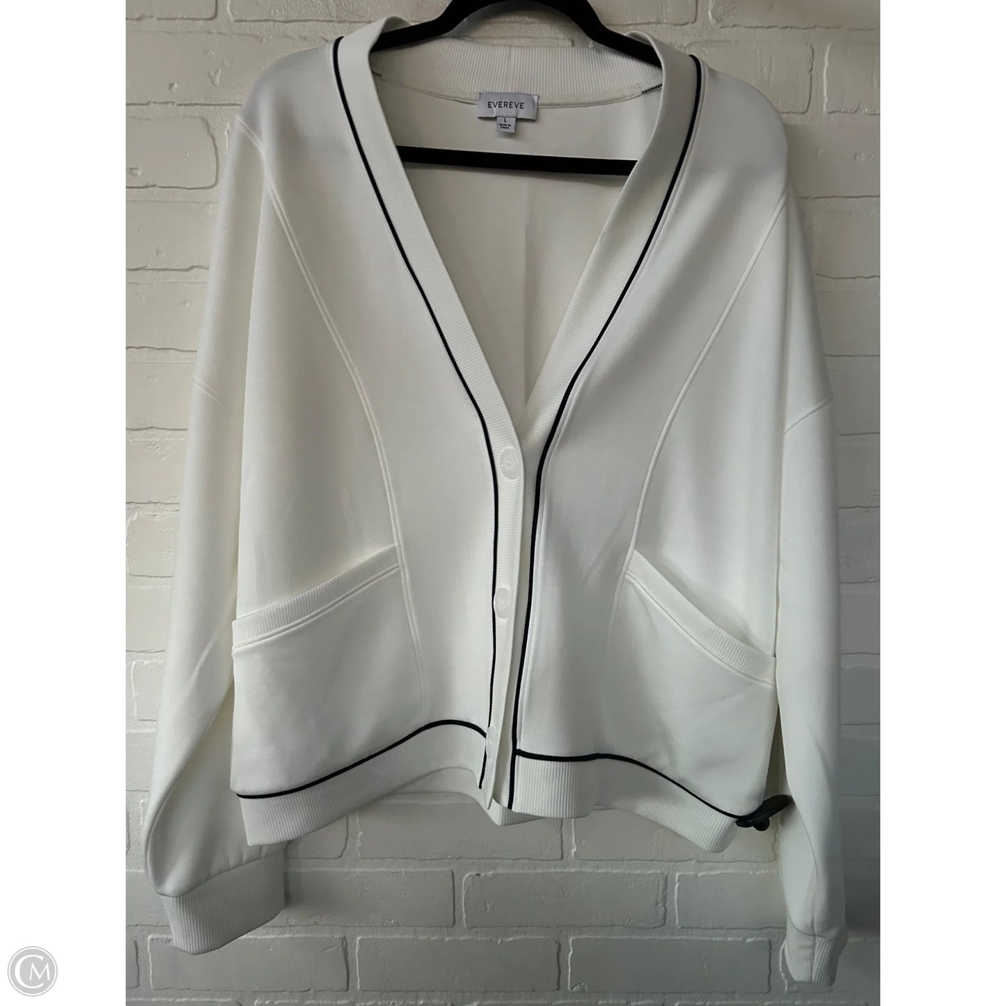 Sweater Cardigan By Evereve In Black & White, Size: L