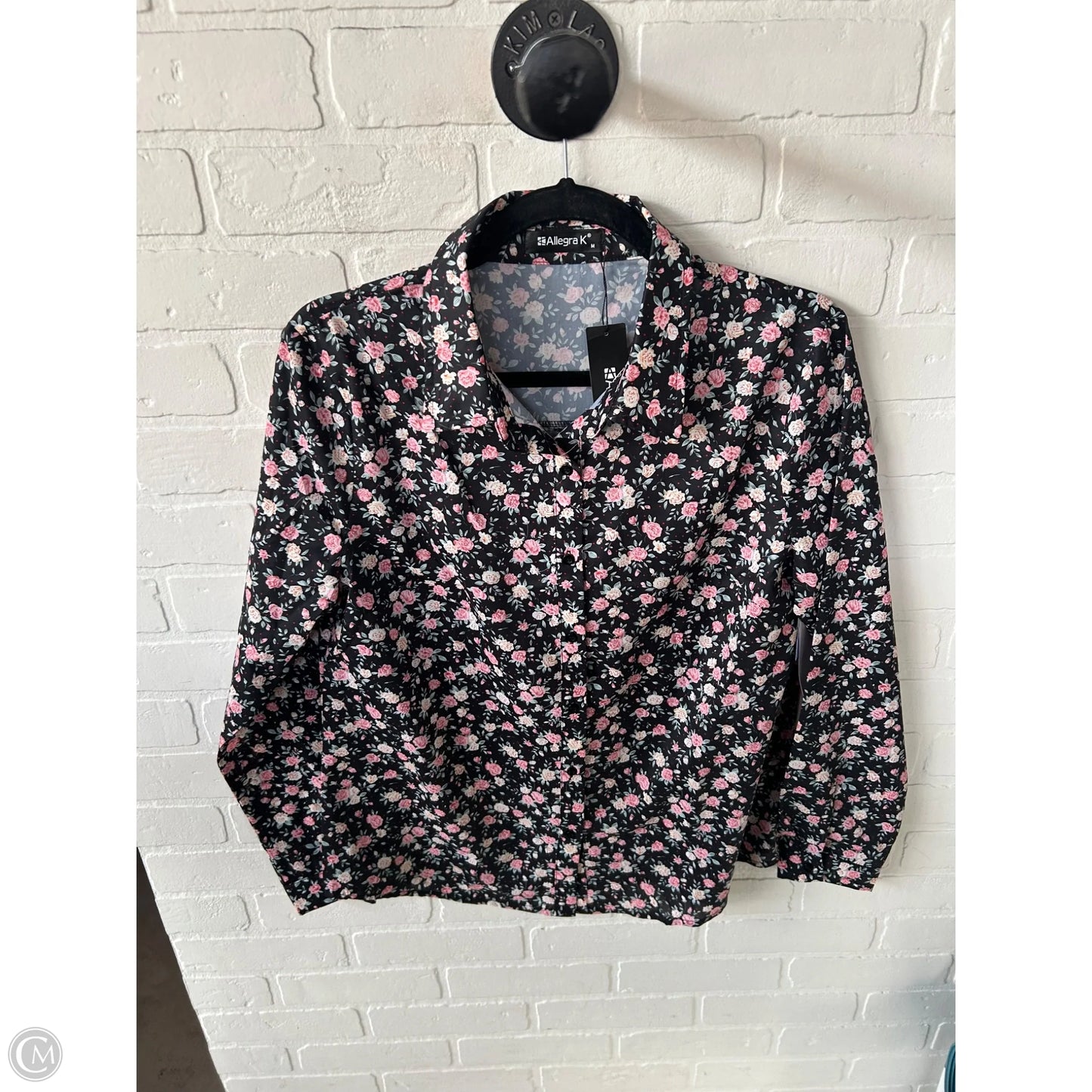 Top Long Sleeve By Allegra K In Black & Pink, Size: M