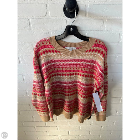 Sweater By Loft In Red & Tan, Size: S