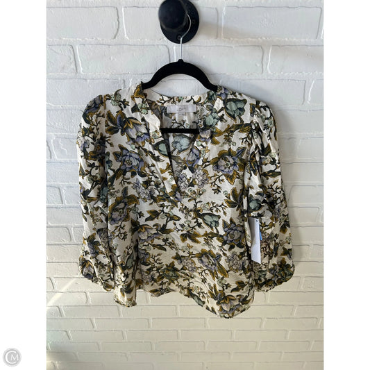 Top Long Sleeve By Loft In Green & Tan, Size: M