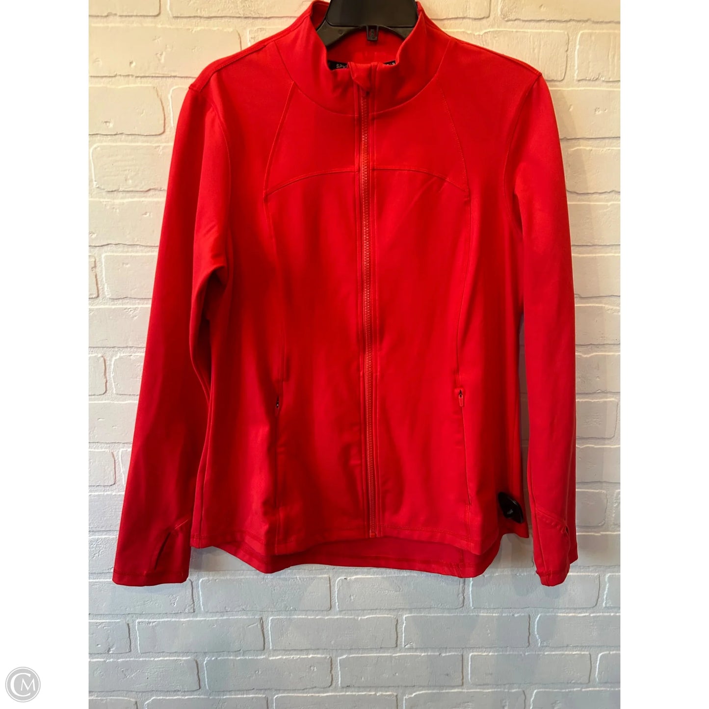 Athletic Top Long Sleeve Collar By Spyder In Red, Size: L