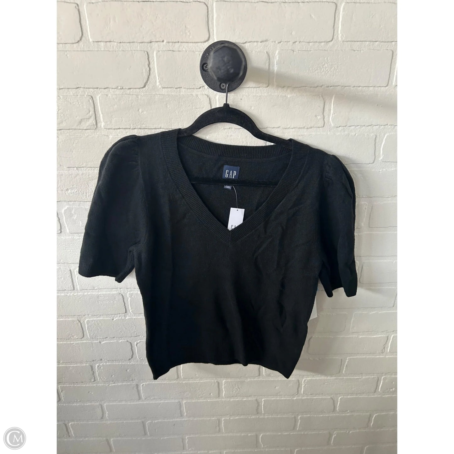 Sweater Short Sleeve By Gap In Black, Size: S