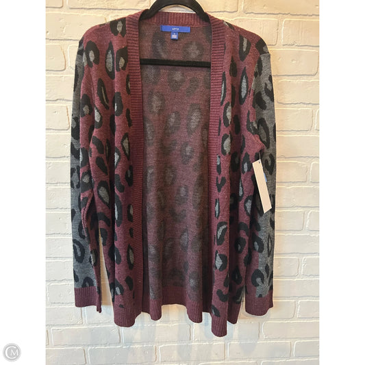 Sweater Cardigan By Apt 9 In Grey & Red, Size: L