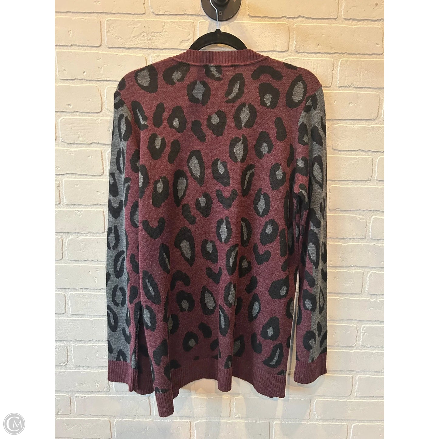 Sweater Cardigan By Apt 9 In Grey & Red, Size: L