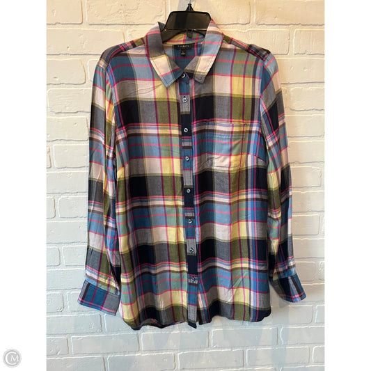 Top Long Sleeve By Talbots In Blue & Yellow, Size: L