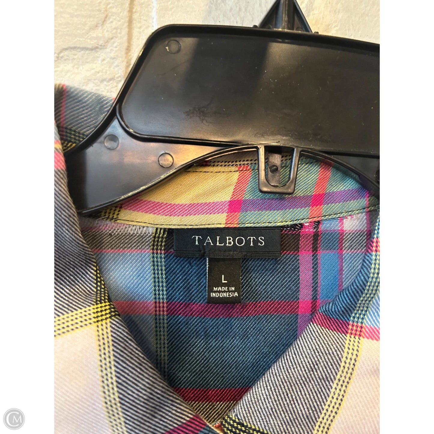 Top Long Sleeve By Talbots In Blue & Yellow, Size: L