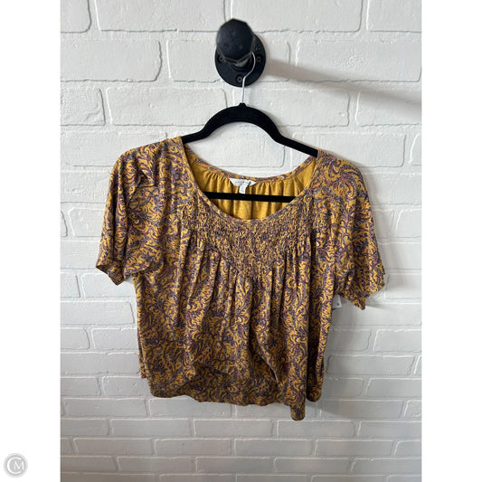 Top Short Sleeve By Lucky Brand In Pink & Yellow, Size: S