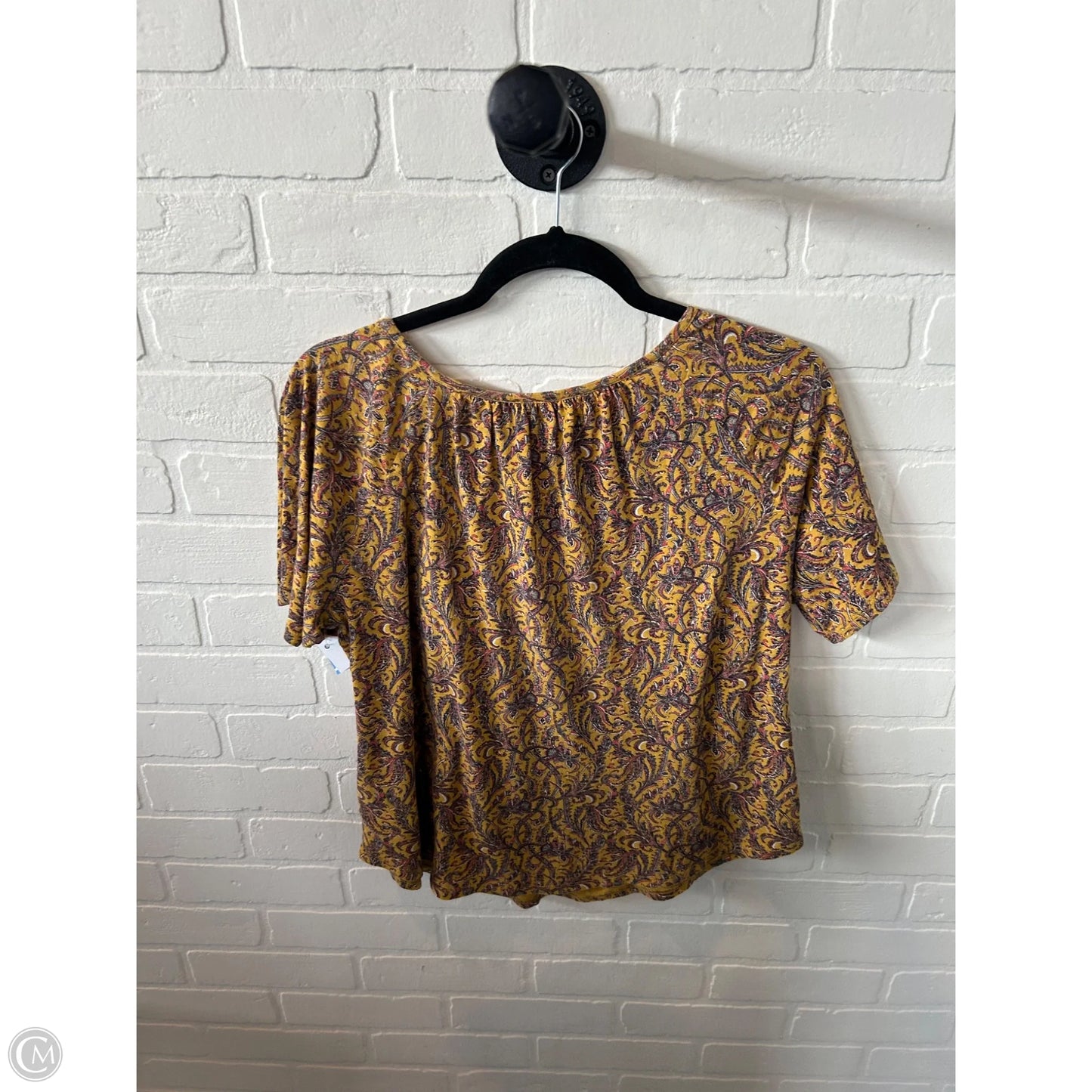 Top Short Sleeve By Lucky Brand In Pink & Yellow, Size: S