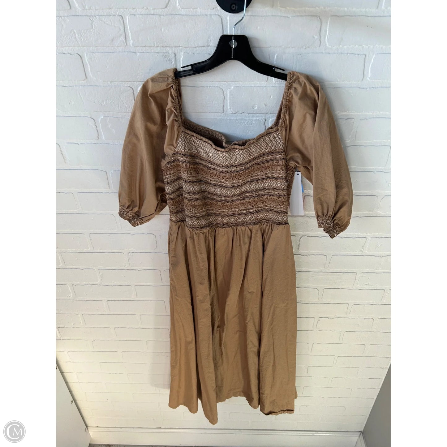 Dress Casual Midi By Old Navy In Brown & Cream, Size: L
