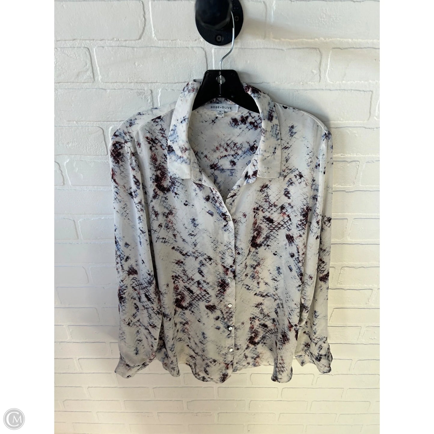 Top Long Sleeve By Rose And Olive In Blue & Brown, Size: Xl