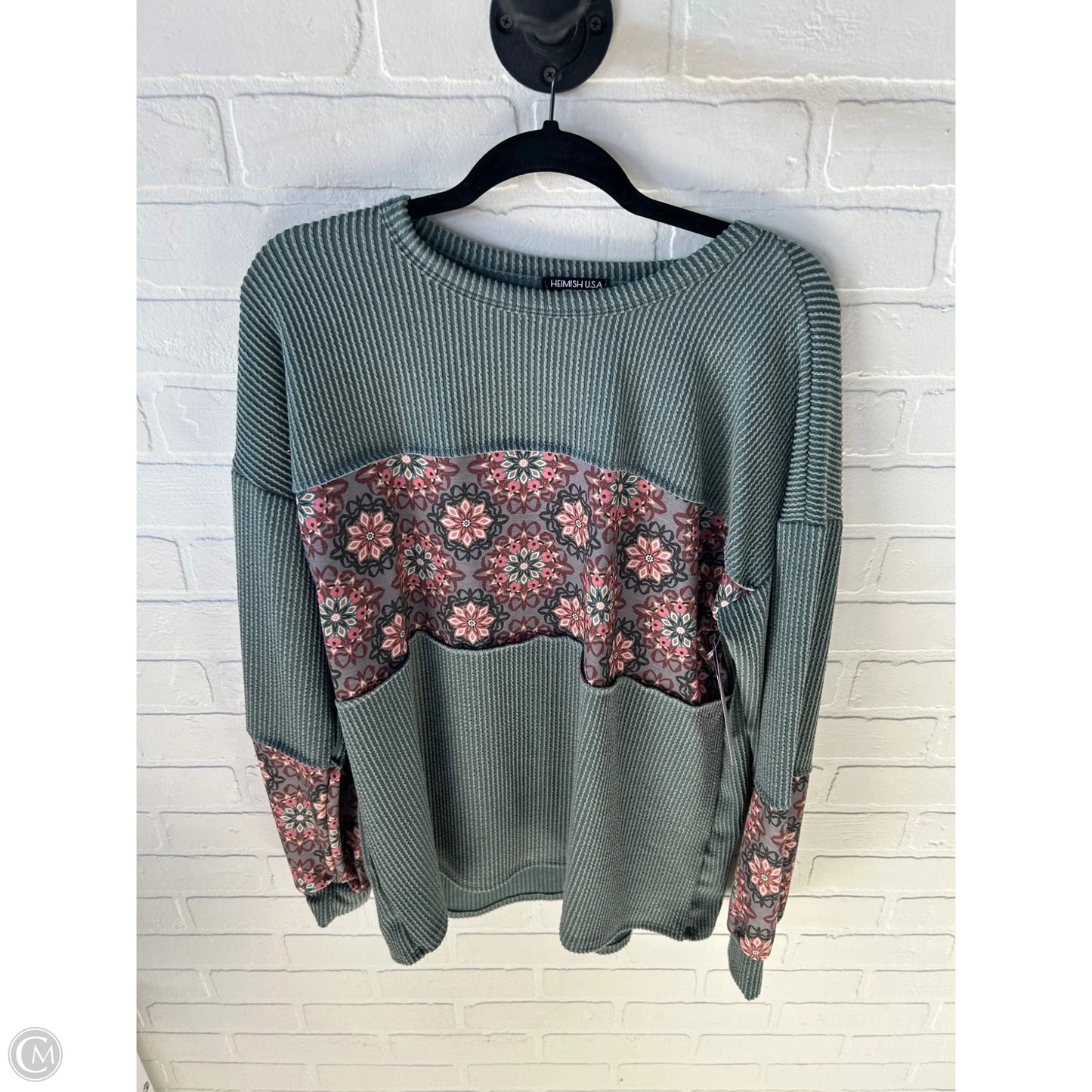 Top Long Sleeve By Heimish Usa In Green & Pink, Size: L