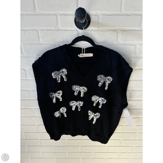 Vest Sweater By Clothes Mentor In Black & Silver, Size: 2x
