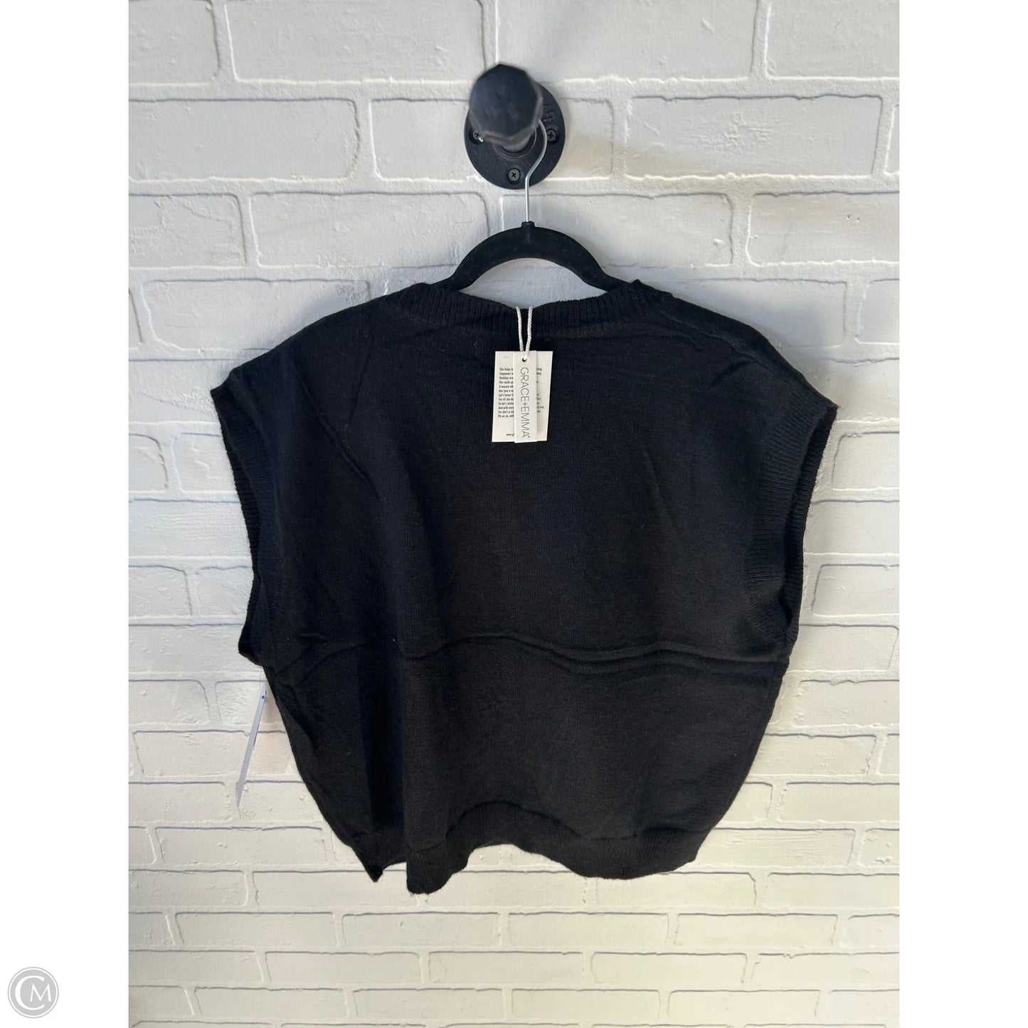 Vest Sweater By Clothes Mentor In Black & Silver, Size: 2x