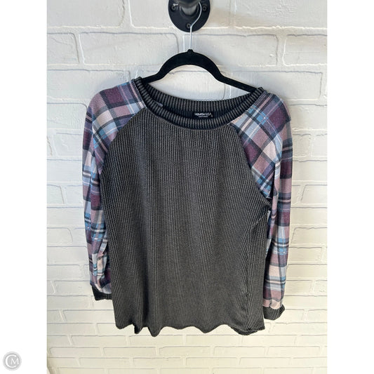 Top Long Sleeve By Heimish Usa In Grey & Purple, Size: L