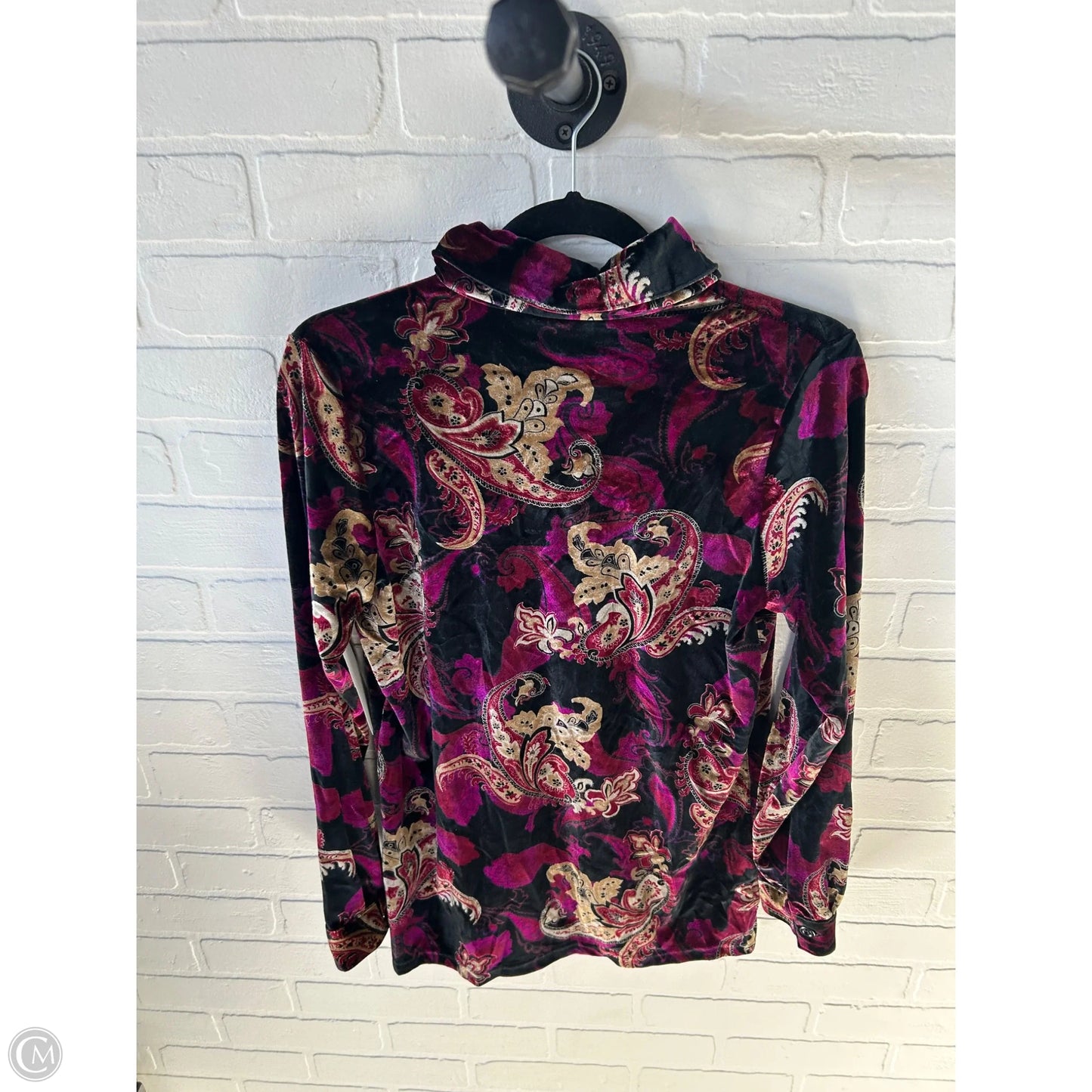 Top Long Sleeve By Denim And Co Qvc In Black & Purple, Size: Xs