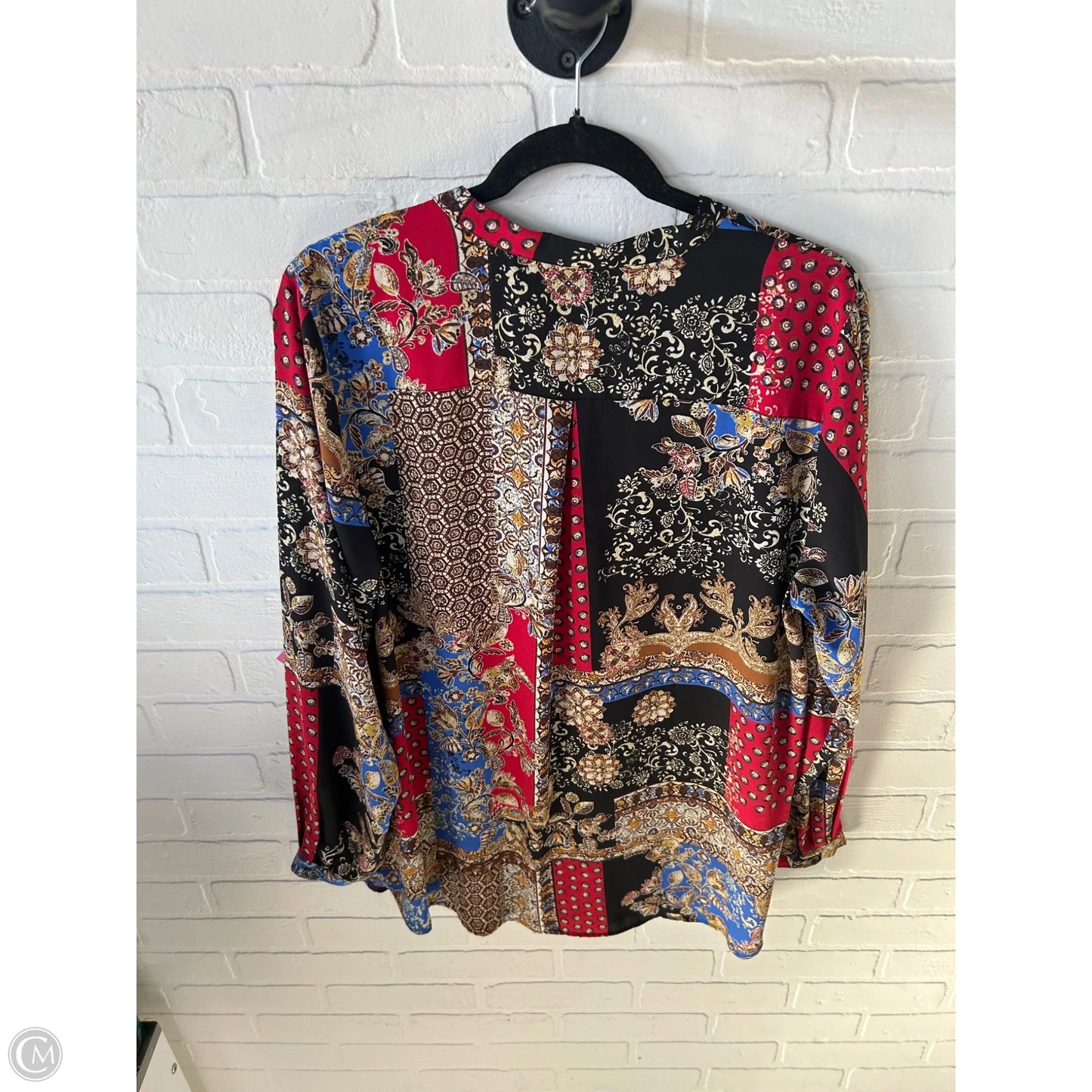 Top Long Sleeve By Joan Rivers In Black & Red, Size: Xl