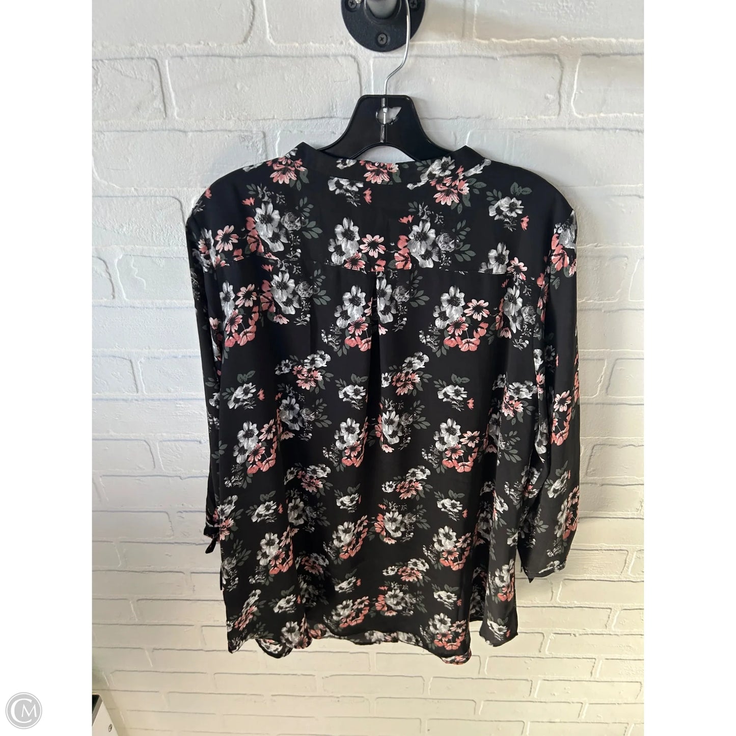 Top Long Sleeve By Joan Rivers In Black & Pink, Size: Xl