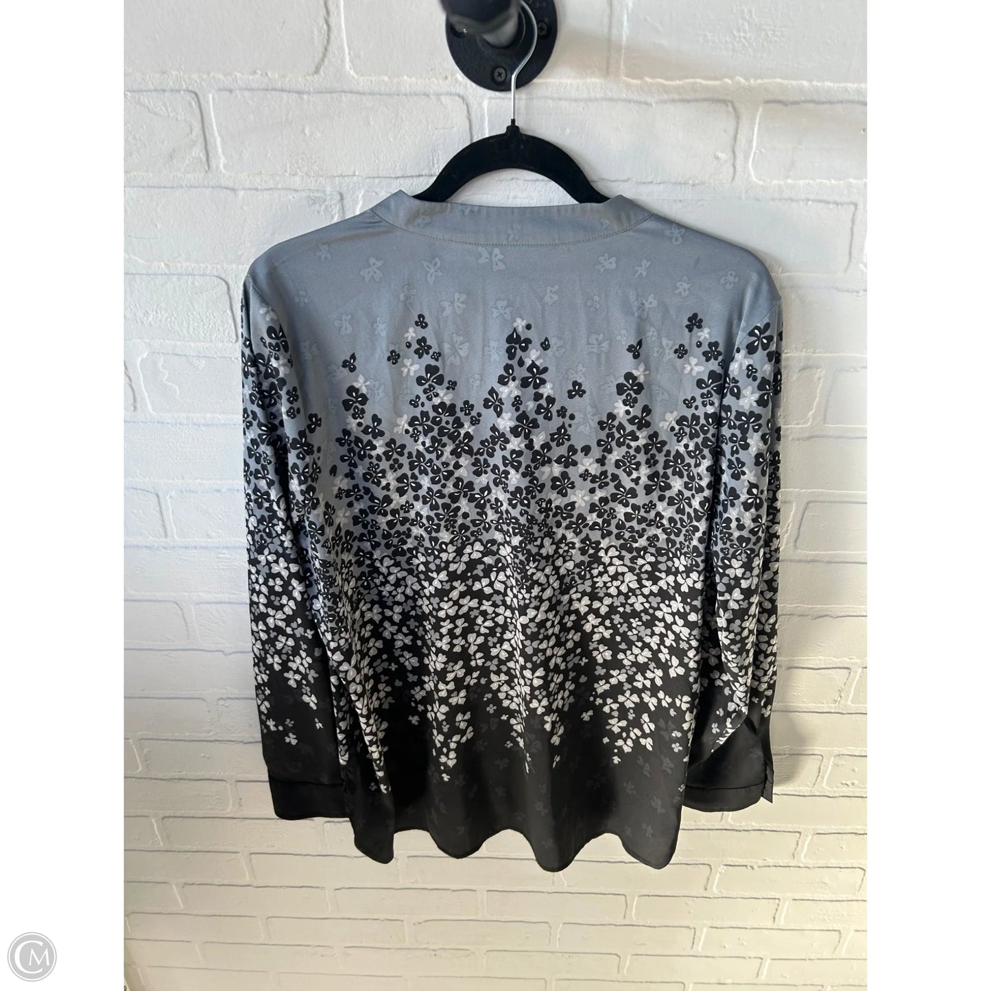 Top Long Sleeve By Bob Mackie Qvc In Black & Grey, Size: L