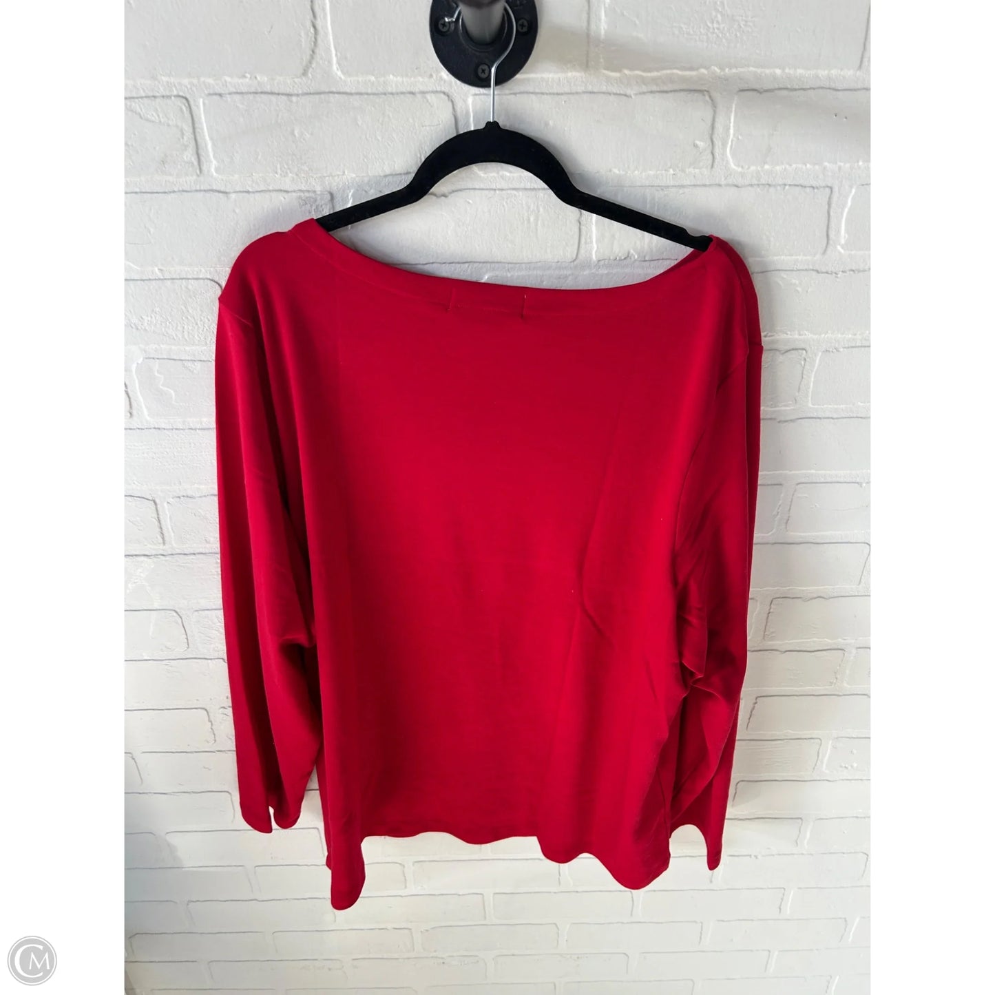 Top Long Sleeve By Karen Scott In Red & Silver, Size: 3x